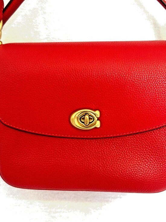 Coach Handbags - Coach "Cassie" 19 Red pebbled Bag with detachable handles & Strap.